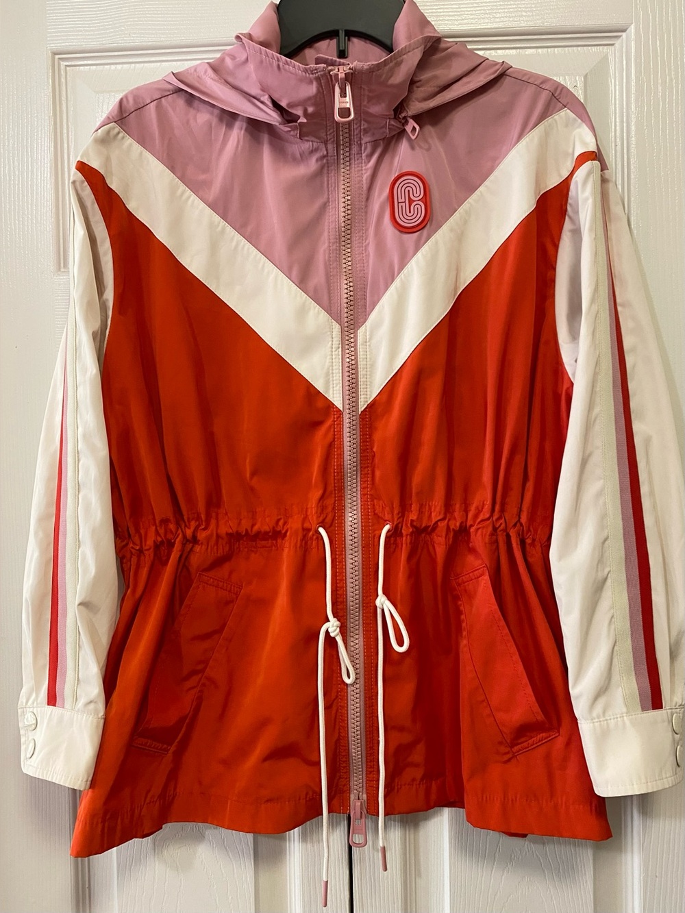 Coach Packable Chevron Windbreaker Jacket  (S)  Ptp 24" EUC